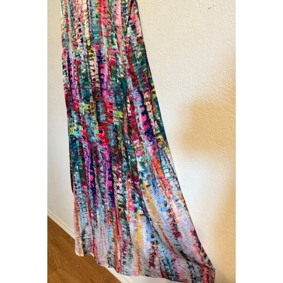 Nicole Miller New York Multicolor Halter Maxi Dress M Polyester Blend Boho Beach - Picture 13 of 16